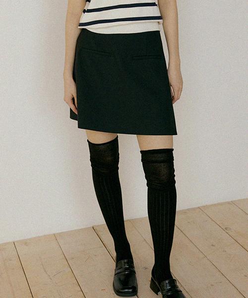 Lingseoul Summer Wool Skirt Pants-Black