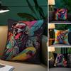 Retro Style Trendy Artistic Dog Pattern Pillow Case Comfort Sofa Bed Silky Elegant Invisible Zipper Decorative Cushion Cover