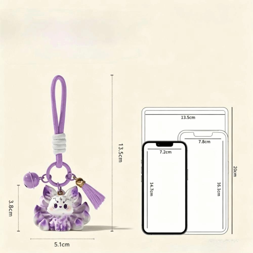Creative Design Nine Tailed Animal Keychain Cartoon Bag Charm Resin Hanging Ornament  Holiday Gift