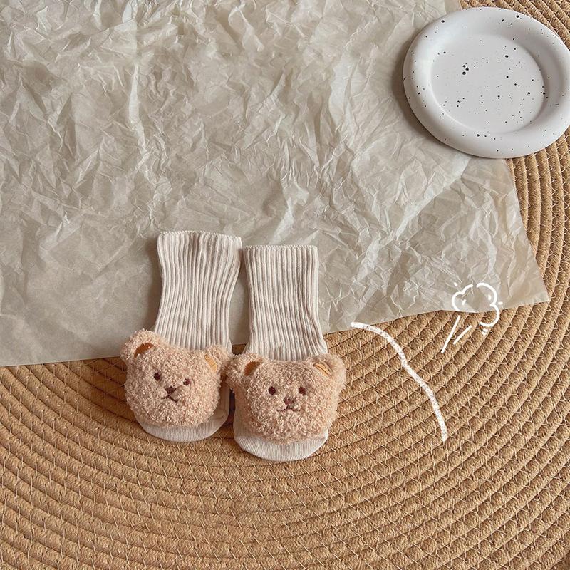 Korean Cartoon Bear Baby Sock Cute Middle Tube Boys Girls Sock Soft Infant Toddler Sokken Solid Color Newborn Sox