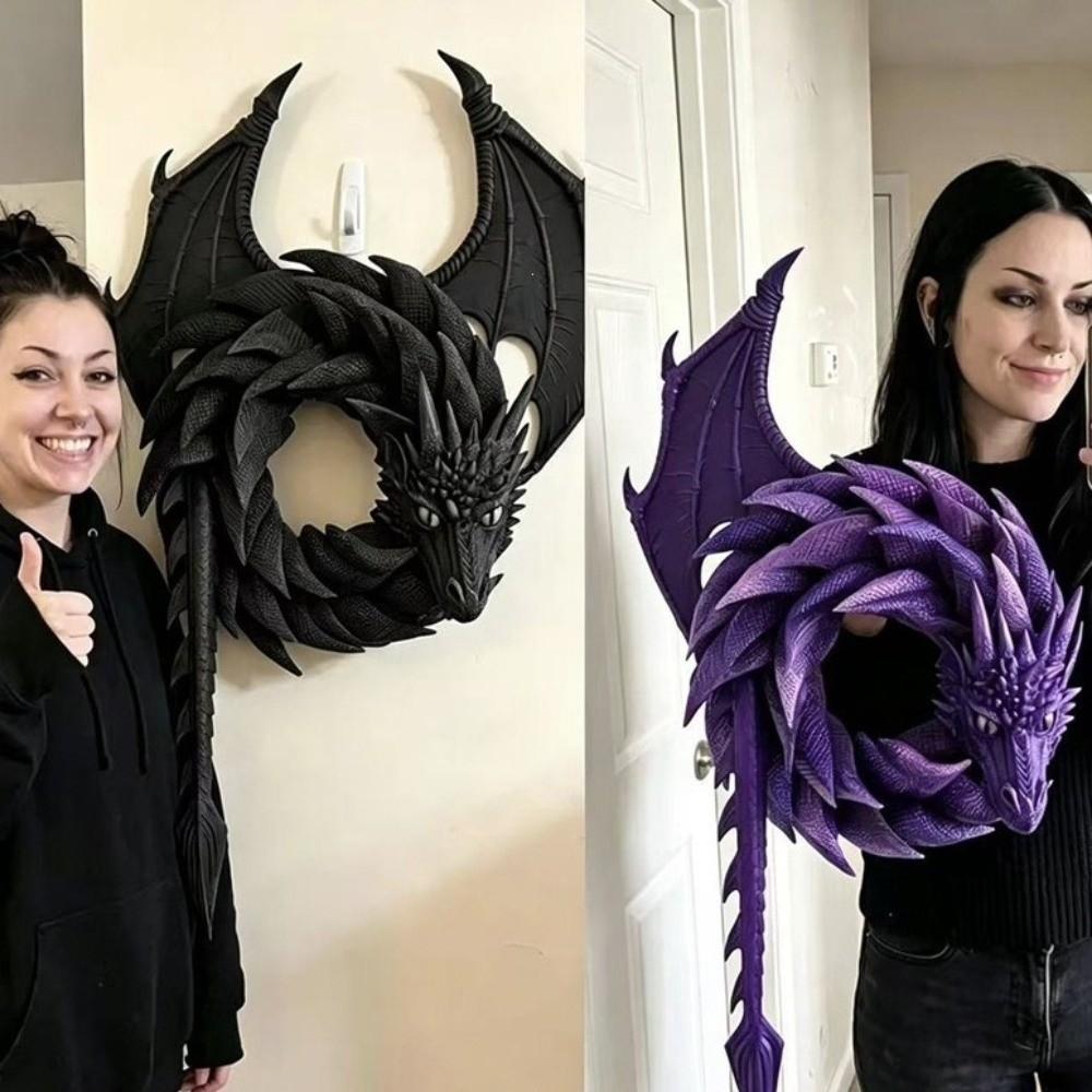 Gothic Fantasy Dragon Wreath Ornament Dark Style Dark Flying Dragon Sculpture Bedroom