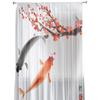 Koi Fish Painting Plum Blossom Sheer Curtains for Living Room Decoration Window Curtains Kitchen Tulle Voile Organza Curtains
