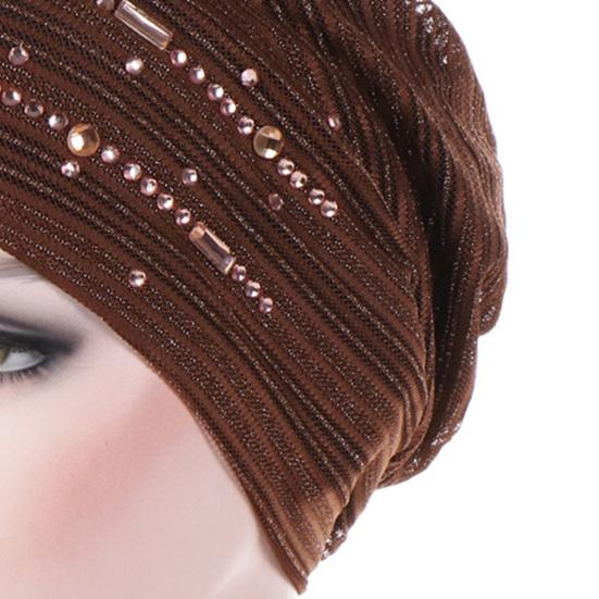 Cappello a turbante pieghevole sottile con strass Cappello lucido elastico Accessori per capelli da donna