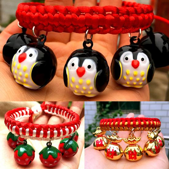 Fashion Braided Dog Collar with Cartoon Figure Bells Puppy Necklace Pet Supply