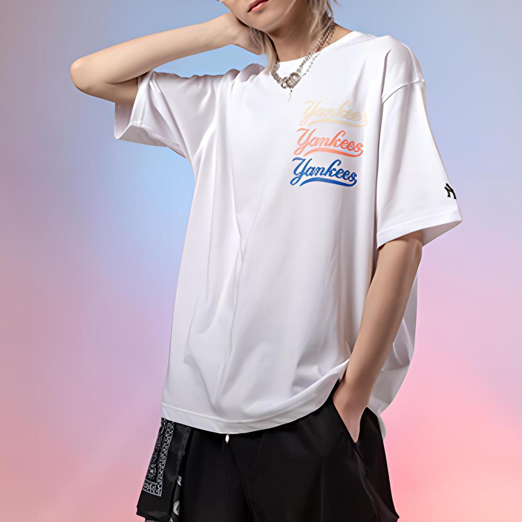 New MLB Drop Shoulder Sleeve T Shirt Unisex White 31TS35131-50W