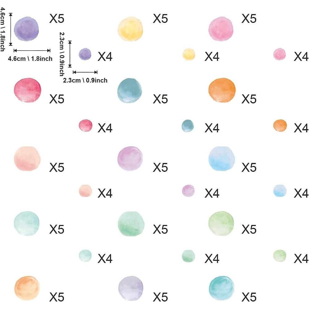 

Removable Watercolor Polka Dot Wall Stickers - Kids Room Decor, Colorful Easy-Paste Wall Decals for Children Bedroom Home Deco