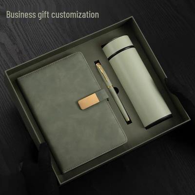 A5 Leather Business Notebook: Magnetic Buckle Diary with Logo Printing - Elegant Gift Box for Office Meetings