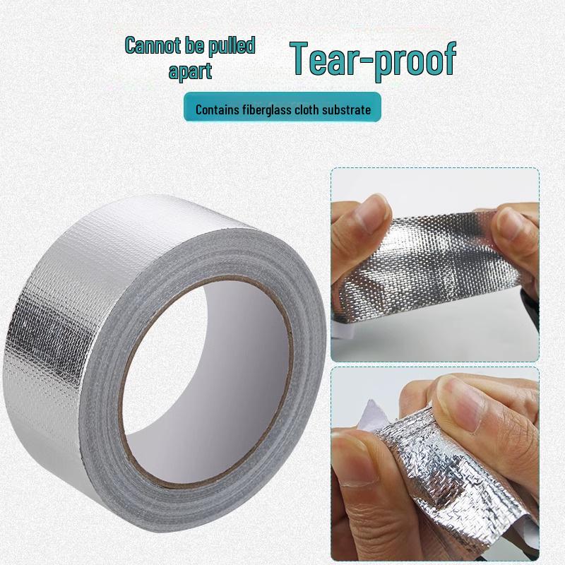 Fiberglass Aluminum Foil Tape - 0.15mm Thick, Flame Retardant, Heat-Resistant, Waterproof, Tear-Resistant, Insulating.