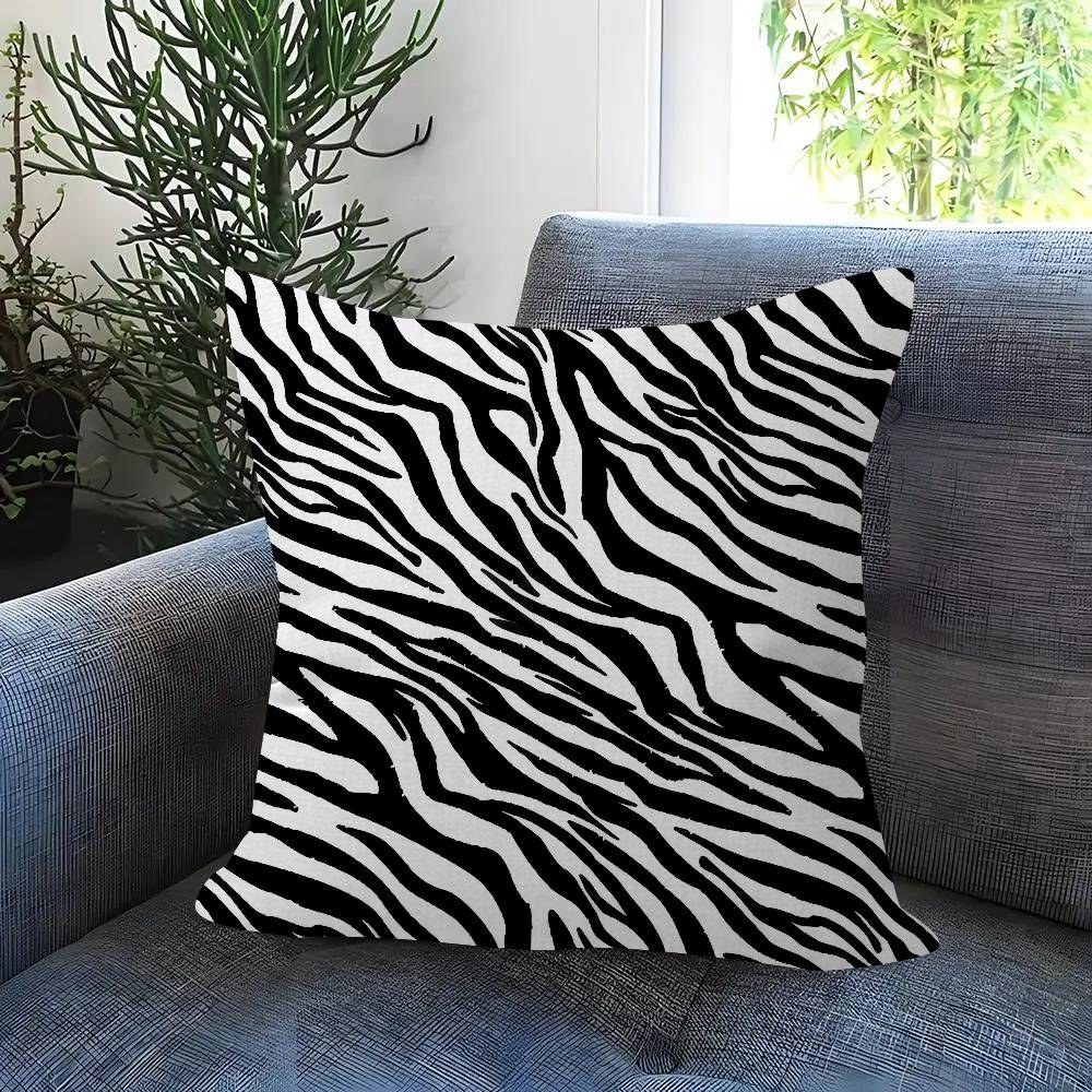 Abstract Line Black and White Zebra Cushion Cover Inches Farmhouse Decor Home Throw Pillow Covers for Couch Decorations