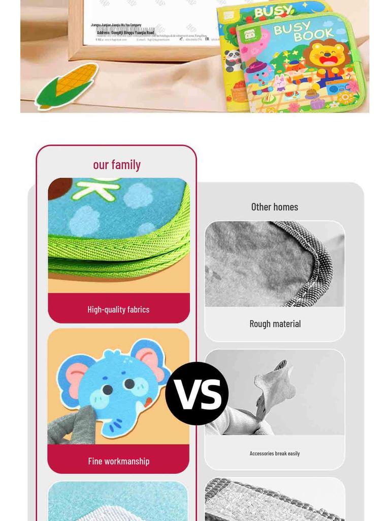 Tearable Cloth Book: Quiet Velcro Toy for 6-Month-Olds - Early Education Teething Book for Babies 0-3 Years