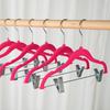 Children's Non-slip Flocked Hangers with Metal Clips for Clothing Displays