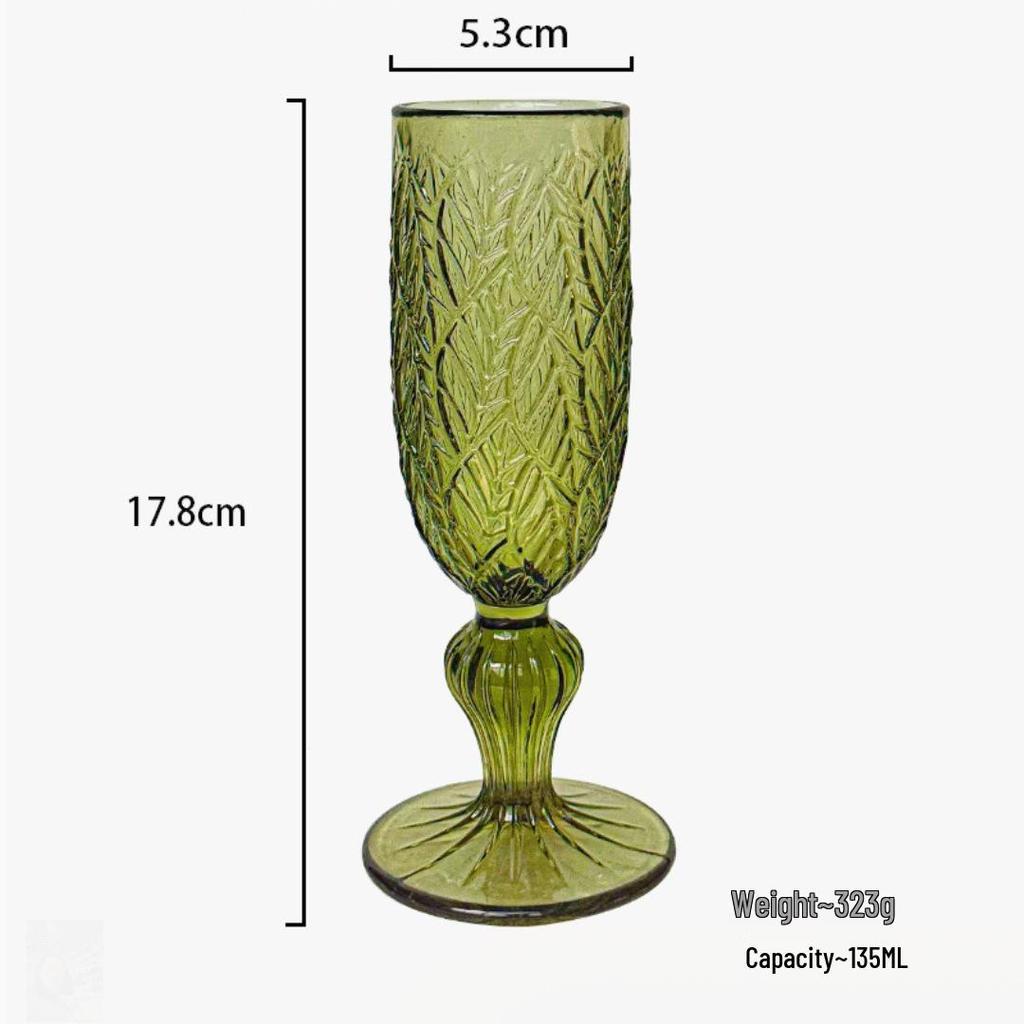 Vintage Embossed Colored Glass Goblet – Luxury Thickened Bubble Wine Glass