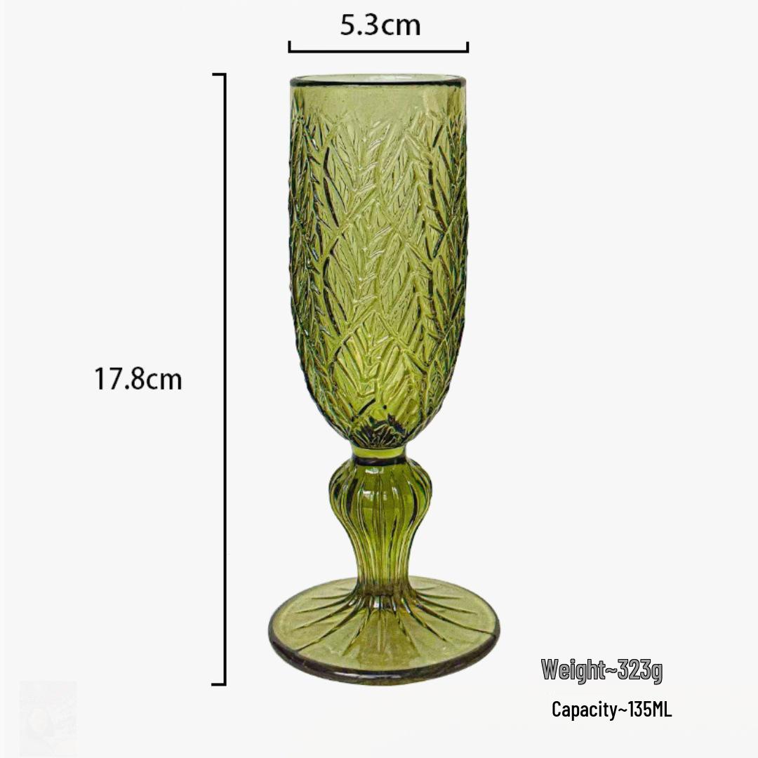 

Vintage Embossed Colored Glass Goblet – Luxury Thickened Bubble Wine Glass