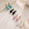 Korean Style Stainless Steel Enamel Water Drop Earrings - Versatile and Colorful Dangles