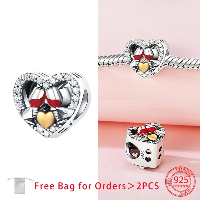 Original Charms Copper Wine Drink Ice Cream Guitar Beads Pendant Fit Bracelet Women Exquisite Jewelry Birthday Gift Making