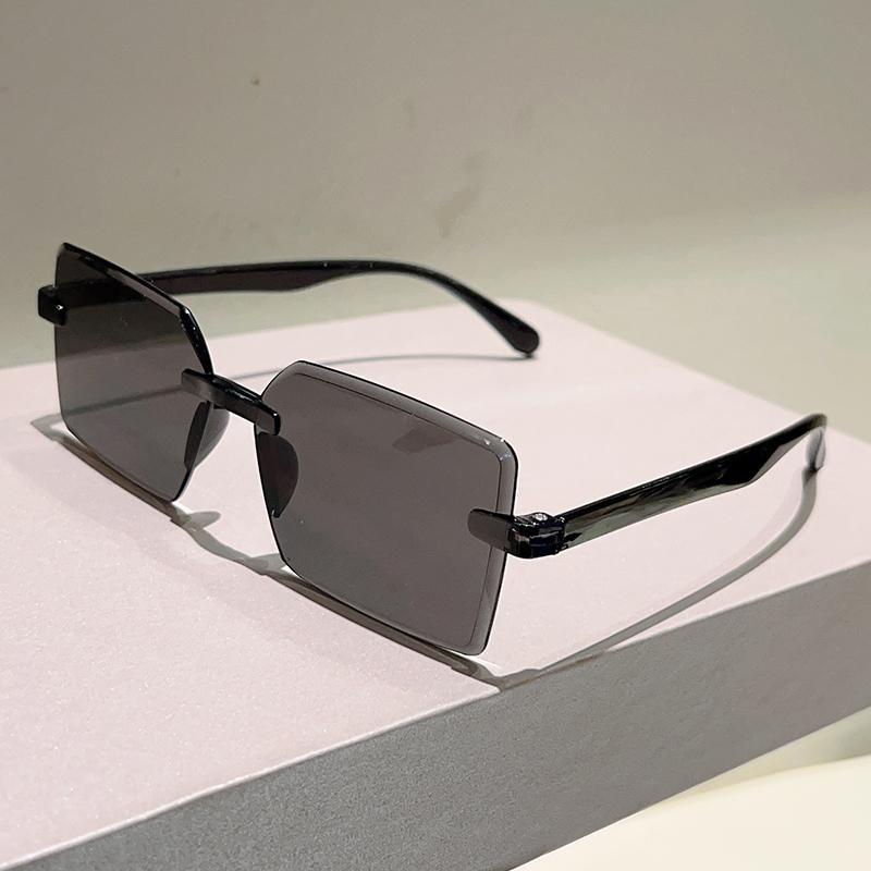 Rimless Square Sunglasses Fashion Vintage Gradient Outdoor Sun Glasses Women  Ins Trendy Brand Design Decor Shades