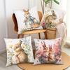 Easter Floral Bunny Print Pillowcase Nordic Home Decor Pillowcase Holiday Bedroom Living Room Decoration Polyester Cushion Cover
