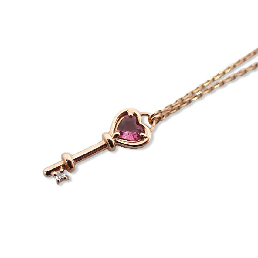 

[Used] 4C K10PG Pink Tourmaline Key Pendant/Necklace/g416-93