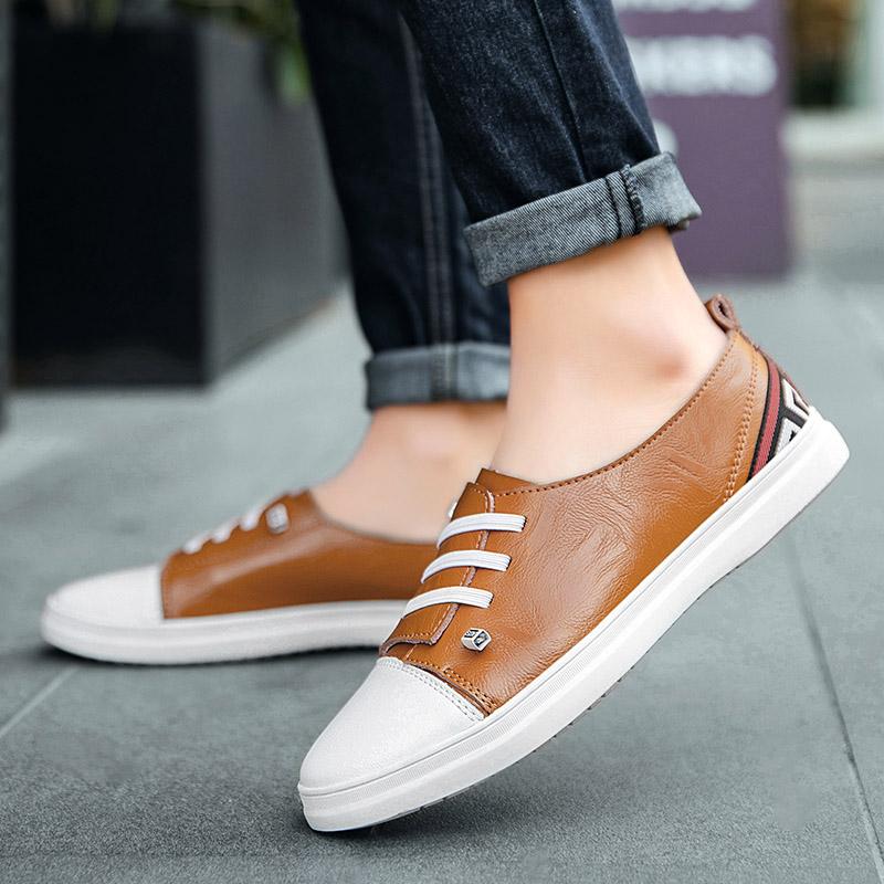 Fashion Leather Fashion Walking Shoes Men Hot Sale Mens Slip on Shoes All-match Male Comfortable Loafers Classic Male Outdoor Footwear