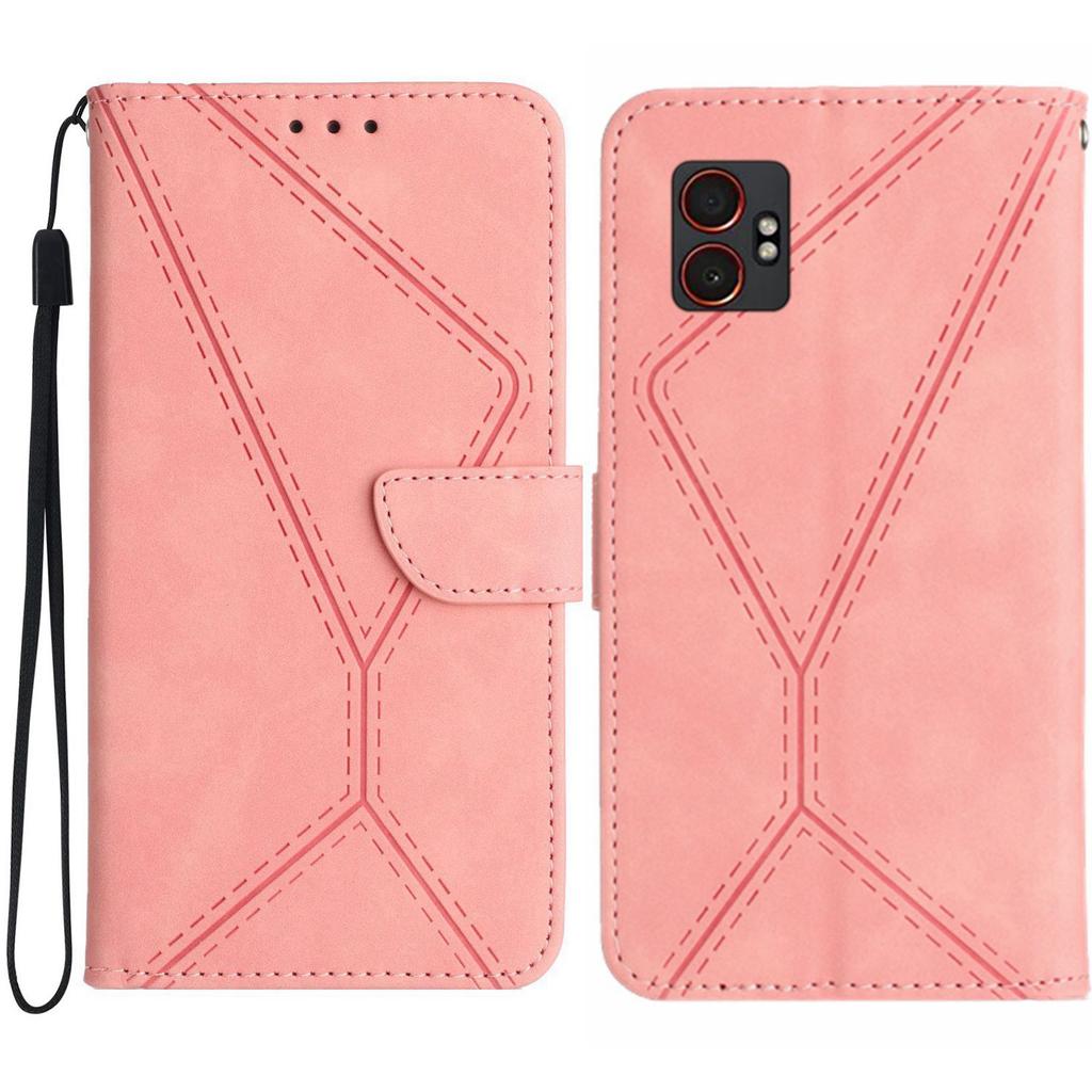 For Samsung Galaxy XCover7 Pro Case Skin Touch Lines Imprinted PU Leather Flip Phone Cover