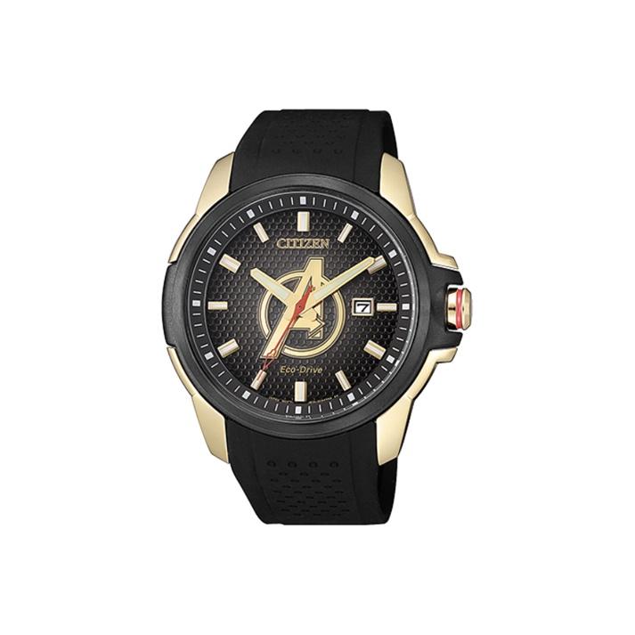Citizen Men's Black Eco-Drive Series X Marvel Collaboration Quartz Movet Rubber Strap Watch 44Mm Dial Unisex Watches Aw1155-03W