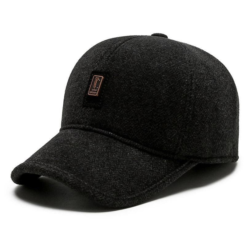 

Men s Winter Middle-Aged and Elderly Duckbill Cap, Thickened Protecting Baseball Hat for Dad and Grandpa, Warm Cotton Hat Adjustable чёрный