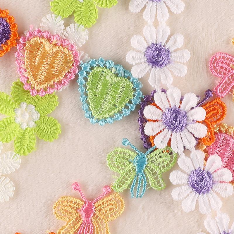 Computer Embroidery Cartoon Fruit Butterfly Color Petal Hand Account Diy Lace Accessories Water Soluble Embroidery Ribbon Cloth Sticker