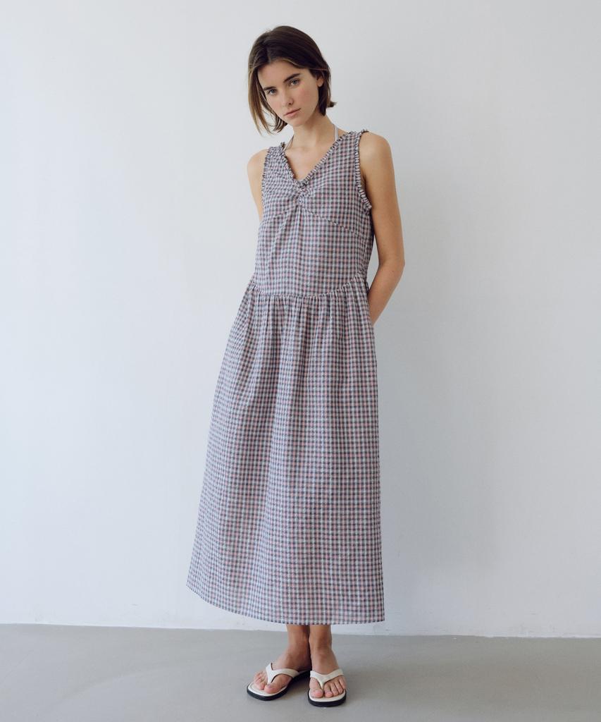 Yulago Check V Shirring Dress