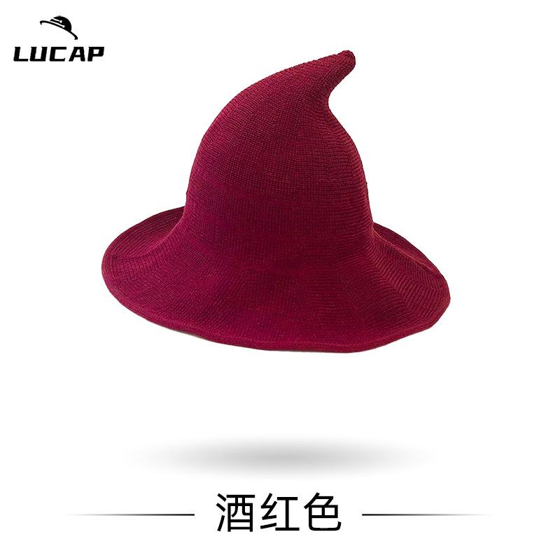 New Halloween Carnival Party Regular Wizard Hat Foldable Knitted Hat Pointed Witch Hat