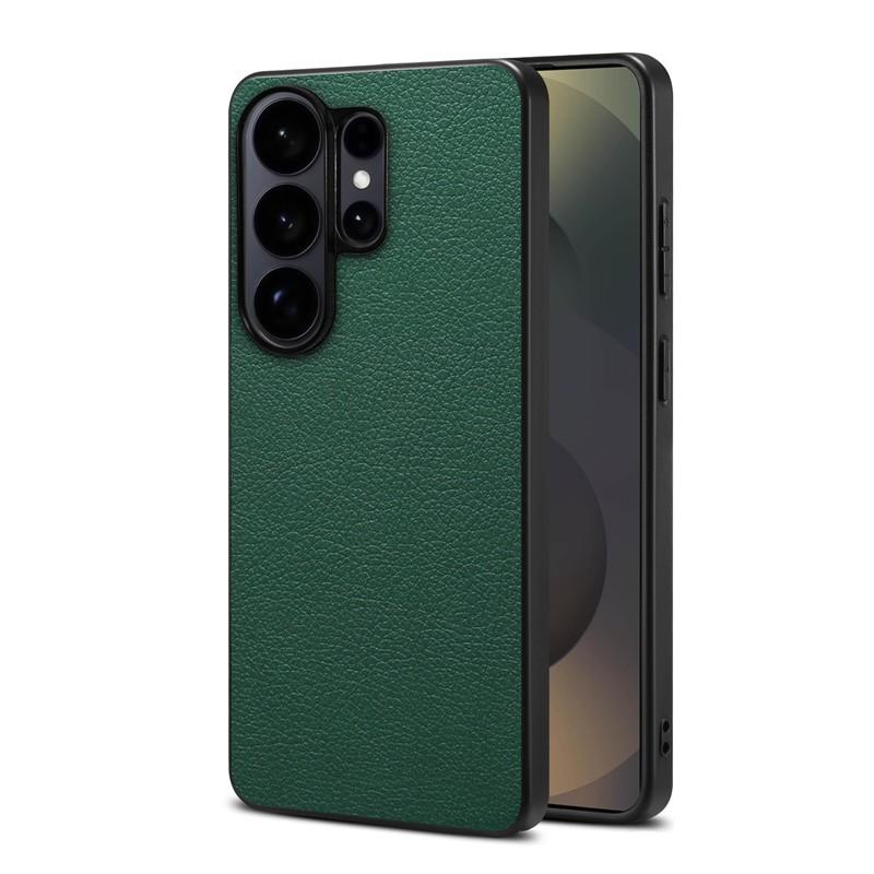 Luxury Plain Pu Leather Phone Case For Samsung Galaxy S26 Ultra S23 FE S24 S25 Plus Wireless Charging Ultra Thin Soft Cover