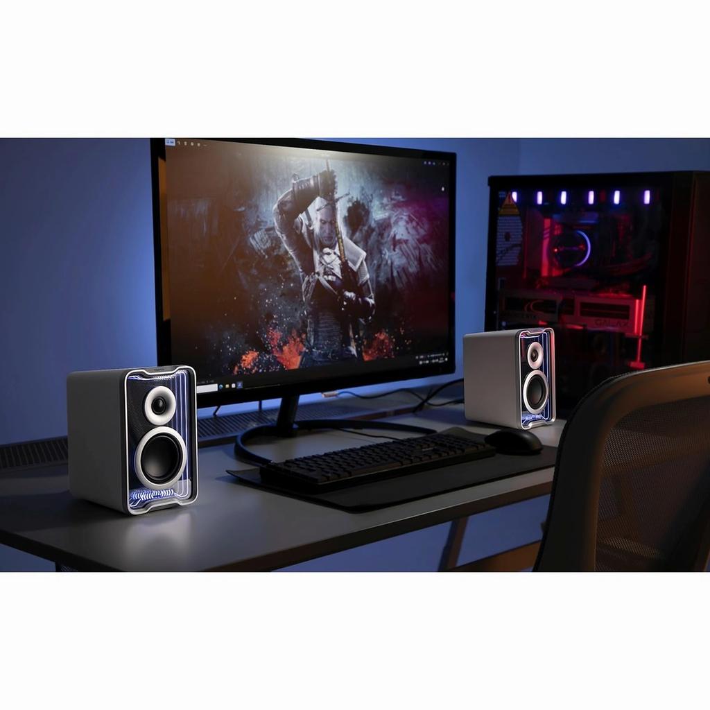 Aktivní stolní reproduktory Edifier QR30 s maximálním výkonem 30 W, 4x AUX vstup, stereo, japonské, 2.0 (Bílý) (15W + 15W), Vstupy, Bluetooth, USB-A, (3,5mm Mini),