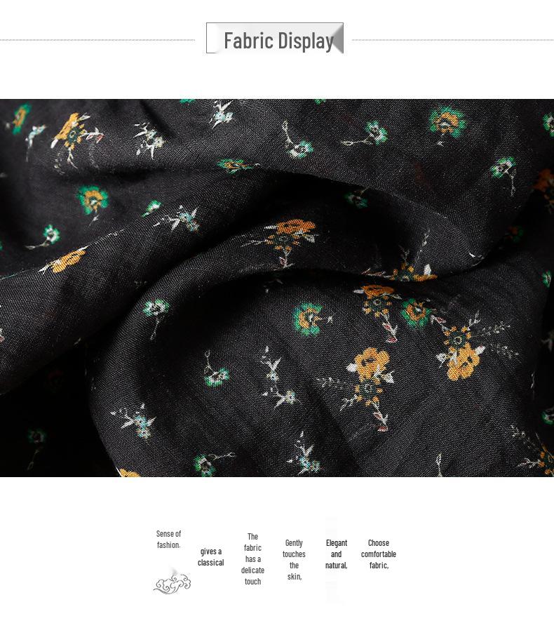 Abito da donna con scollo a V, cotone e lino, manica a cinque quarti, allacciatura, estivo 2024, retro, dimagrante in vita, lungo