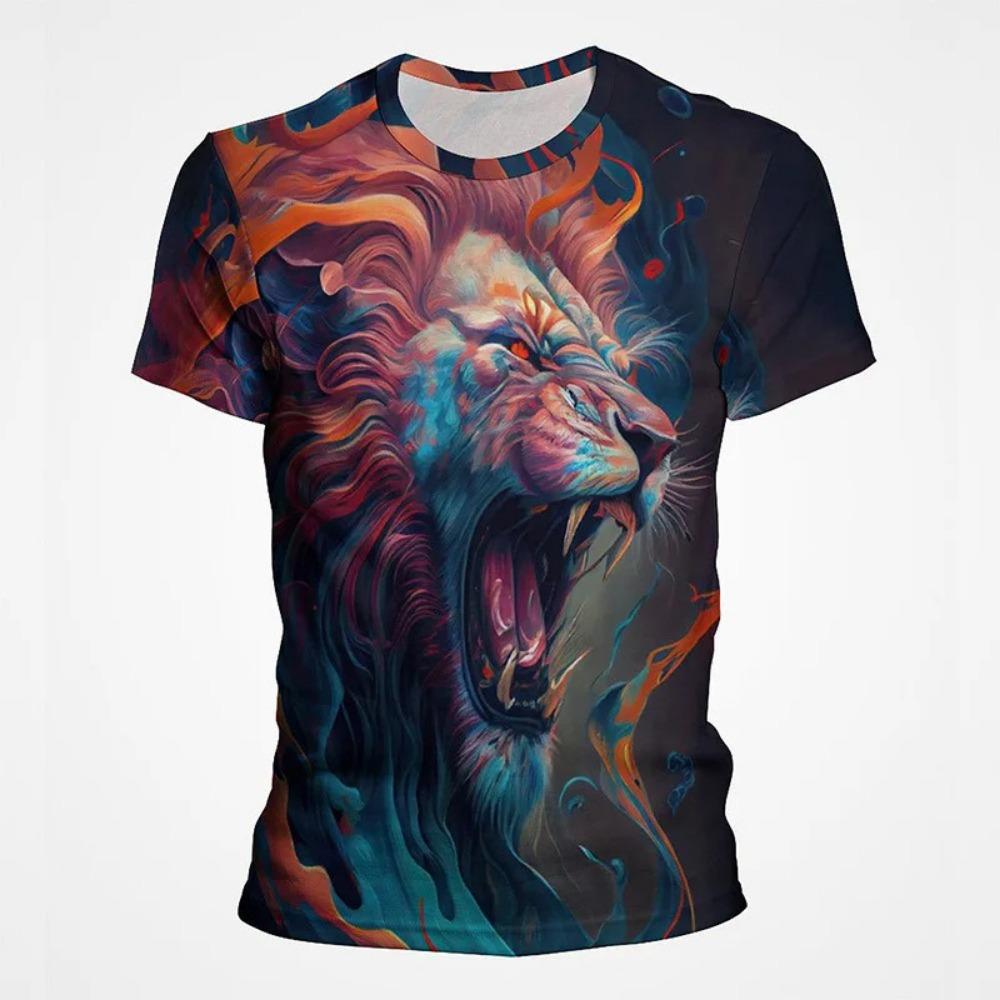Interesting Animal Graffiti Art Graphic 3D Printing Men's Round Neck Short Sleeved T-shirt