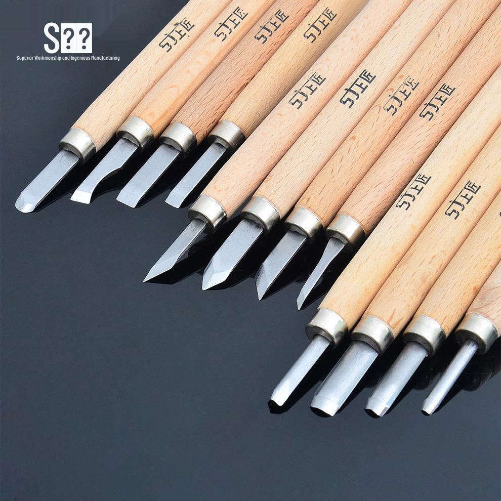 Superior Craftsman Carving Knife Set: Curved, Flat, Round, Triangular, Needle Knives for Handmade Rubber Stamp Crafting