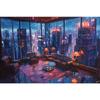 1pc frameless Cyberpunk Night City Landscape Poster Future Neon Lights Bar Design Canvas Wall Art for Living Room Home Decor