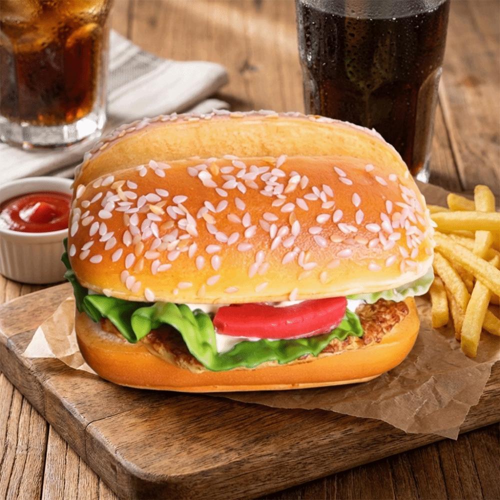 Soft PU Artificial Hamburger Realistic Fake Bread Creative Fake Hamburger  Dessert Shop