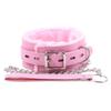 Sexy Pink PU Leather Chain Collar with Leash Bdsm Collar Bondage Gear Adult Games Sex Accessories Harness Adult Sex Toys