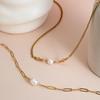 French Titanium Steel Freshwater Pearl Necklace - Stylish, Versatile Clavicle Chain for Women & Friends.