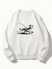 Spring Fall Casual Sweatshirt, Vintage Lazy Fisherman Graphic Print Soft Loose Crew Neck Pullover for Men Street Daily Outdoor Wear