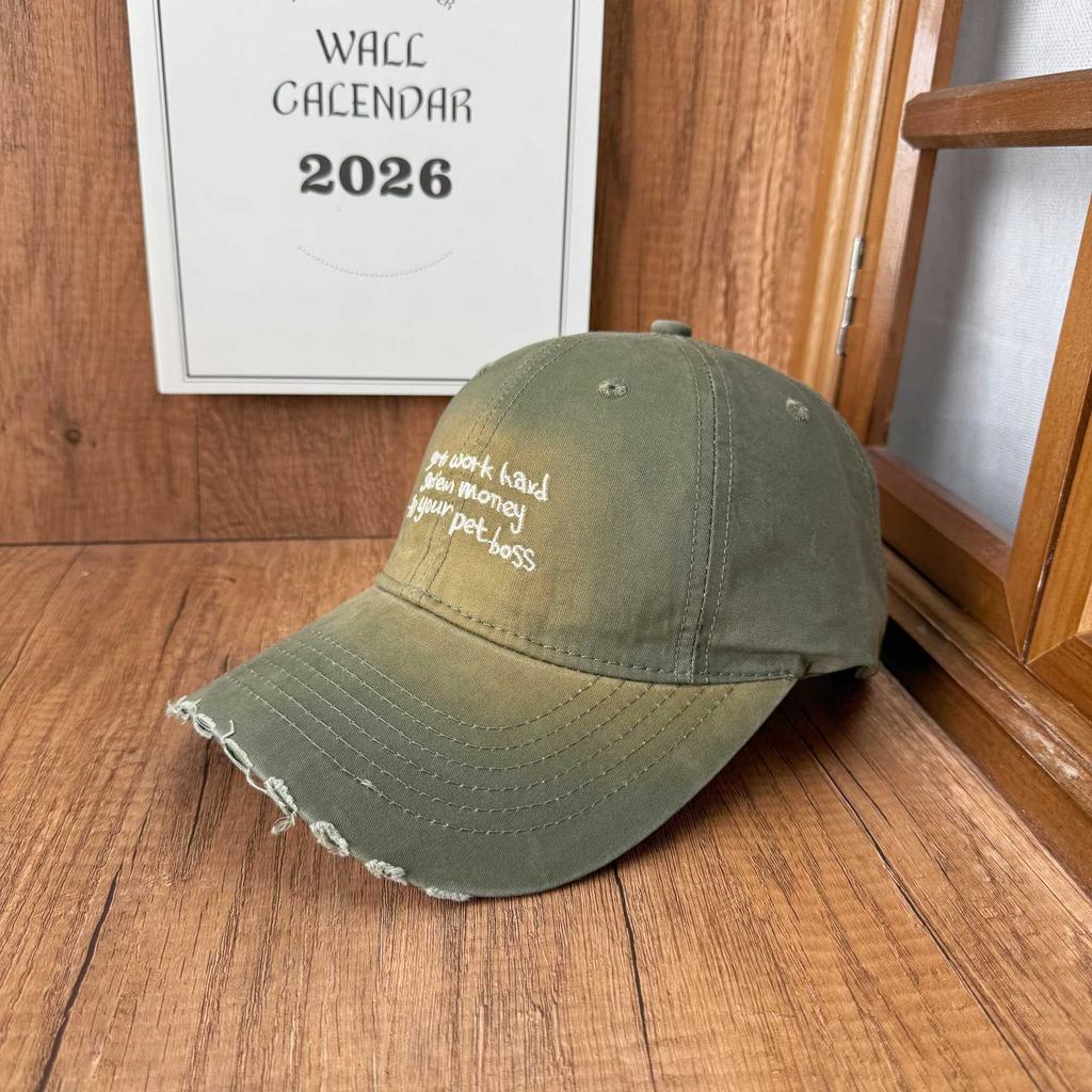 Personalized Embroidered Baseball Cap Women's New Spring and Summer Gradual Change Hole Soft Top Big Eaves Sun Protection Versatile Commuter Visor