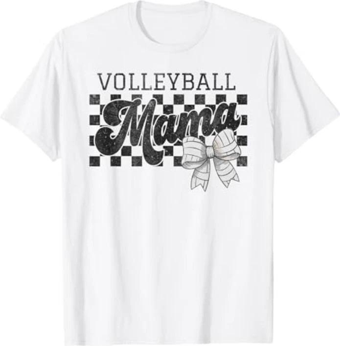 Волейбольная Мама Мама День Игры Ретро Волейбол Кокетливый Бант Футболка XL