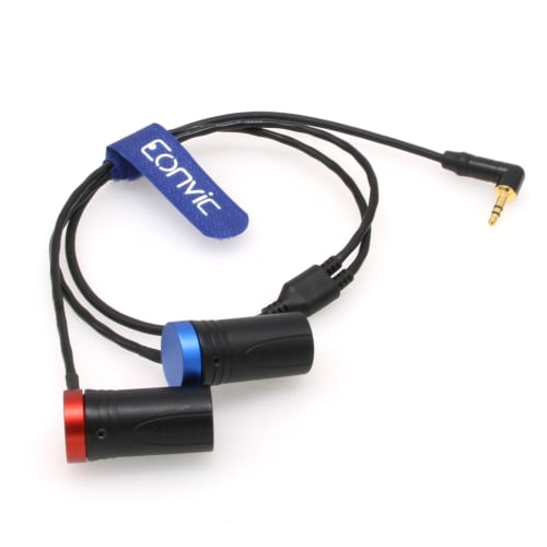 Eonvic 3.5mm Right-Angle TRS To Double Low-Profile XLR 3-Pin Male Y Cable for Rode Wireless GO II Dual-Channel Wireless Microphone Receiver with Recor