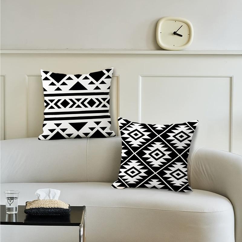 Home Decor Black And White Geometric Pattern Throw Pillow Pattern Cushion Cover Suitable For Sofa Bedroom Car Pillow Cover
