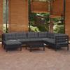 Day and Night - Day and Night Garden Furniture 8 Pieces and Cushions Black Solid Pine Wood