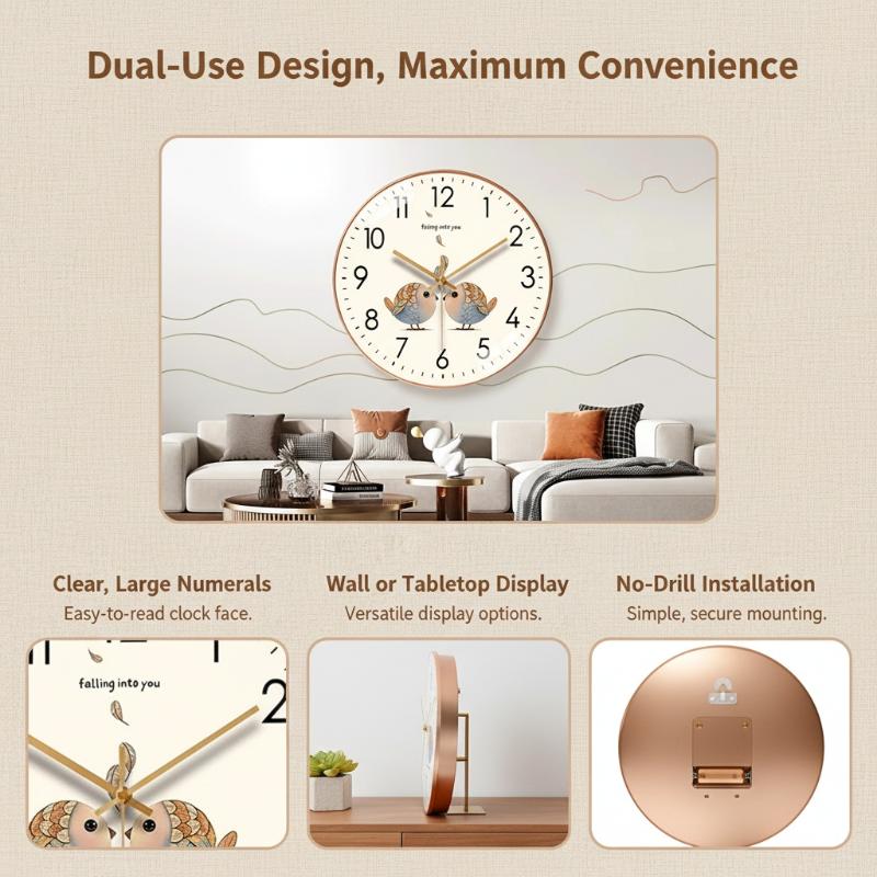 Classic Hanging Wall Clock, Easy Install Decor for Home & Office