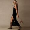 Womens Summer Dresses Sleeveless Ruched Velvet Split Hem Design Summer Dresses for Women Vacation Dresses for Women 2026 Elegant Dresses for Women