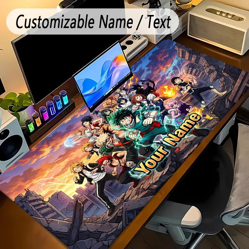 Large Mouse PadMy Hero Academia Custom Name Text Personalized Desk Mat Non Slip Gaming Pad