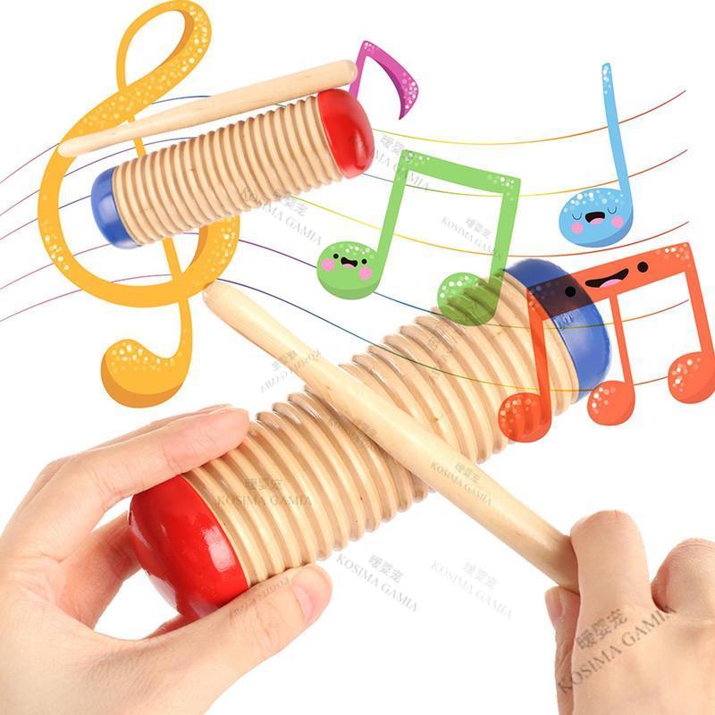 For Guiro Instrument Wooden Kids Toy Early Music Education Percussion Training Tool with Scraper for Musical Tone Development