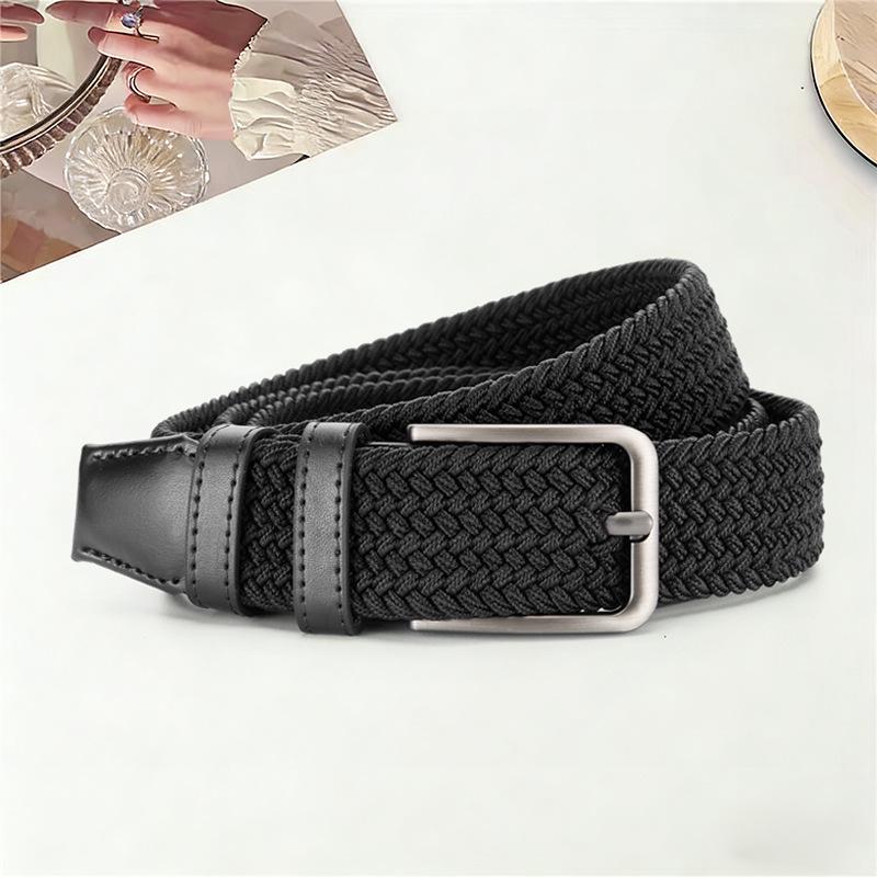 Unisex High-Elastic No-Punch Leather Belt for Trousers