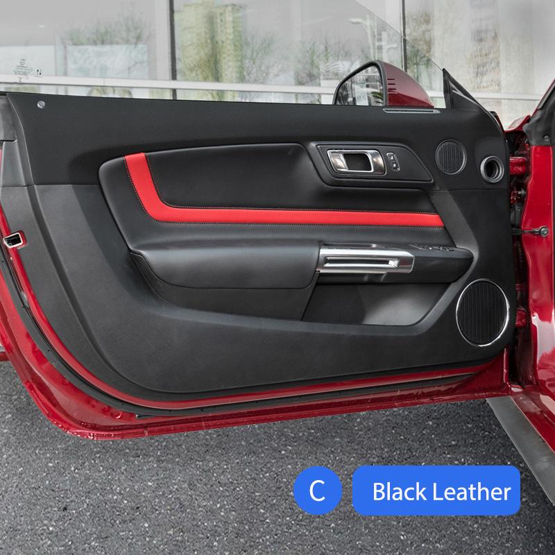 Leather Carbon Fibre Car Door Anti Kick Mats Threshold Strip Protector Trims Stickers For Ford Mustang 2015-2024 Accessories